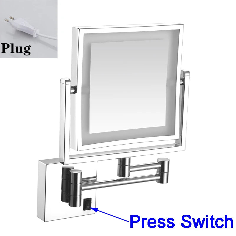 Led Bathroom Mirror 3x Magnifying Dual Arm Extendable