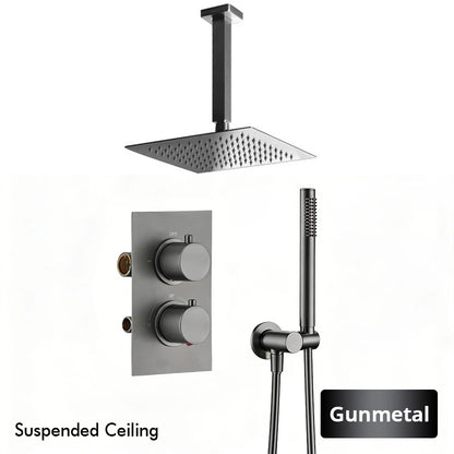 Bathroom Faucet Dial Way Brushed Gold Thermostat Shower