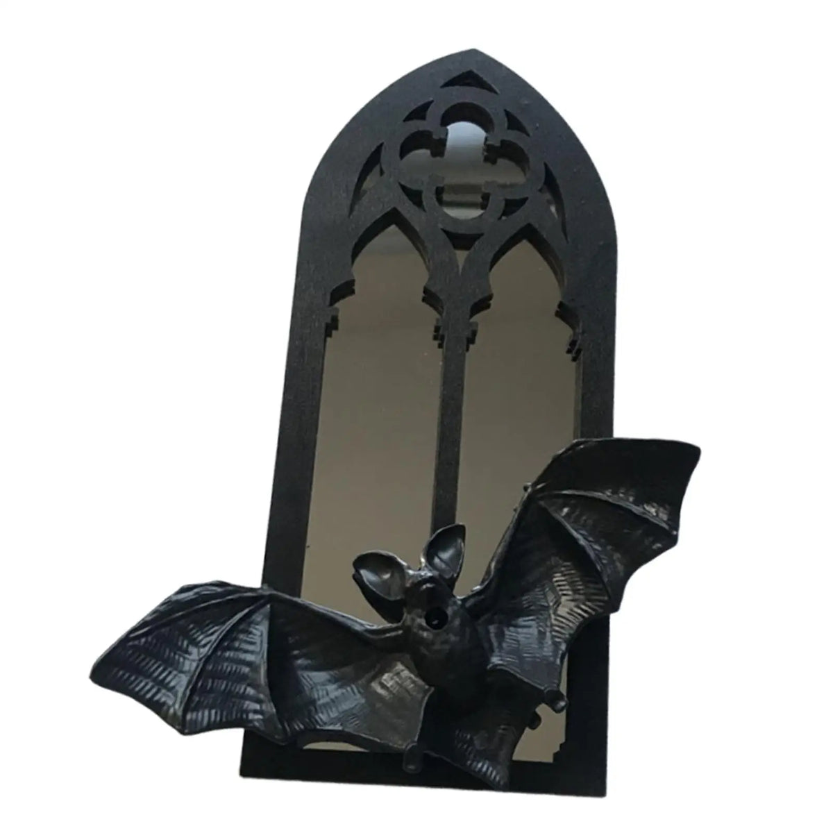 Gothic Arch Mirror Bat Wall Mirror Wood Accent