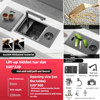Cup Washer Hidden Bar Sinks Lid Multifunctionalstainless Steel