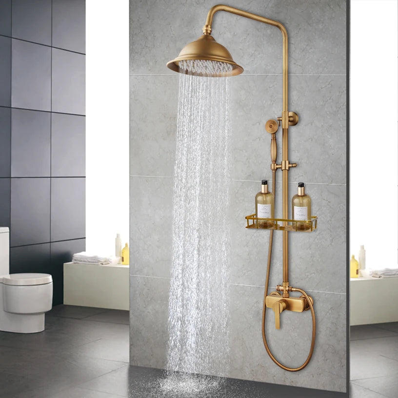 Kemaidi Antique Shower Bathroom Bath Shower Faucet W/Shelf