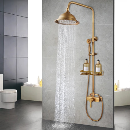 Kemaidi Antique Shower Bathroom Bath Shower Faucet W/Shelf