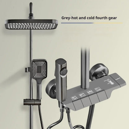 Grey Shower System Bathroom Digital Led Rain Showers