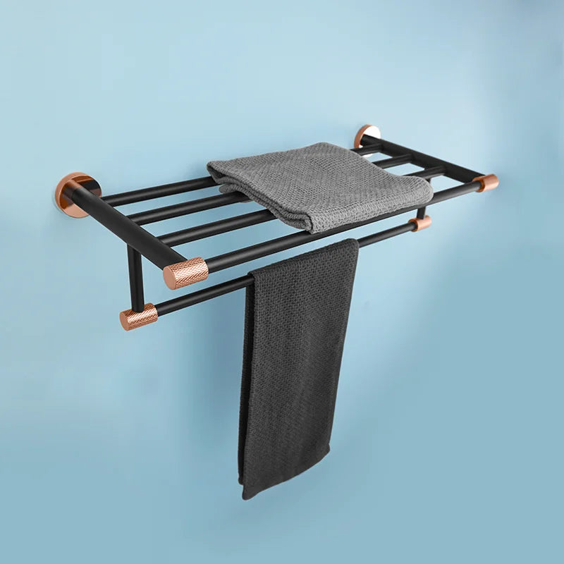 Rose Gold &Black Wall Mount Shelf Toilet Bath