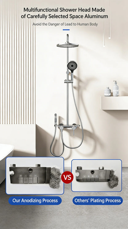 Modern Bathroom Gun Gray Aluminum Minimalist Shower Cold