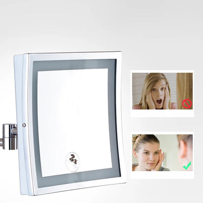 Square Touch Bathroom Mirror Wall Mounted Lighted Bathroom