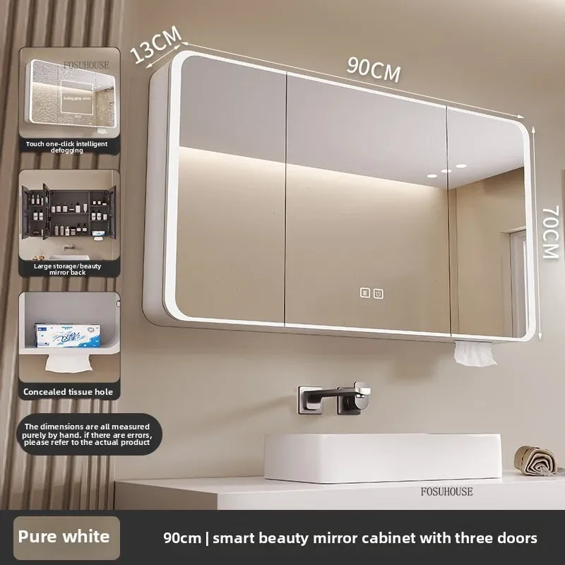 Arc-Shaped Smart Bathroom Mirror Cabinet Wall-Mounted Bathroom