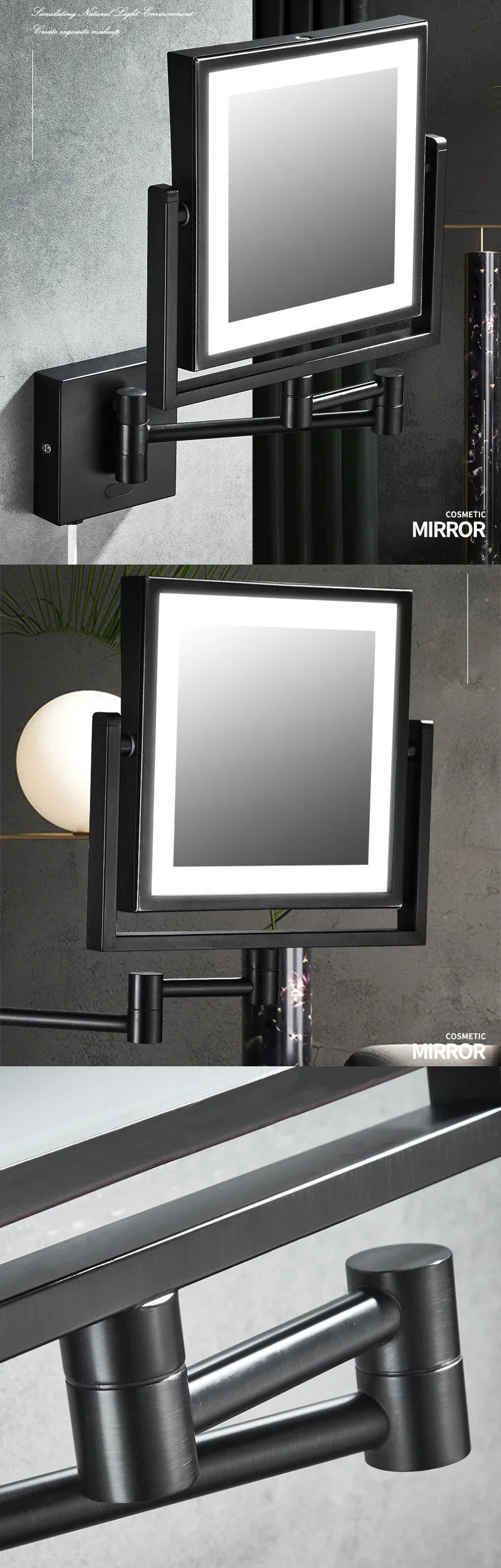 Rose Gold Square Led Bathroom Mirror Wall Mounted
