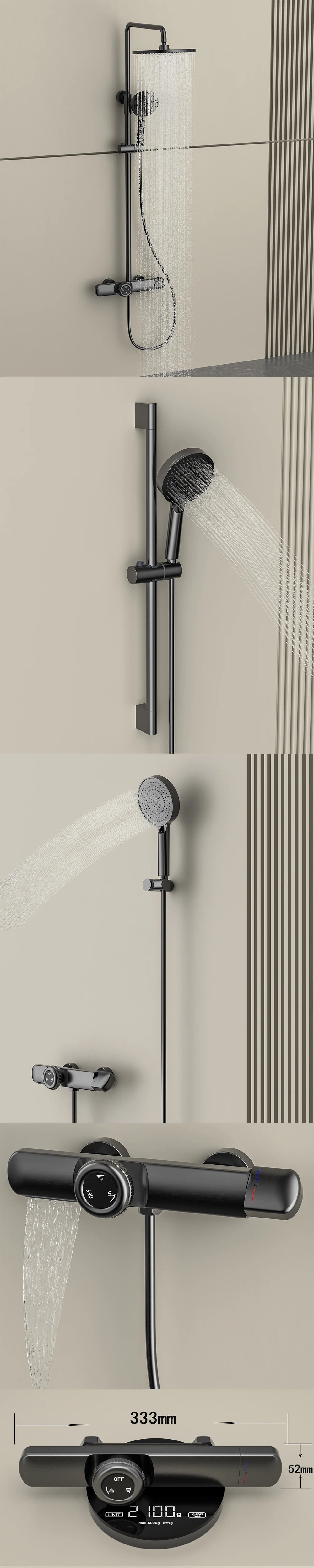 Luxury Solid Brass Smart Thermostatic Showers System Split
