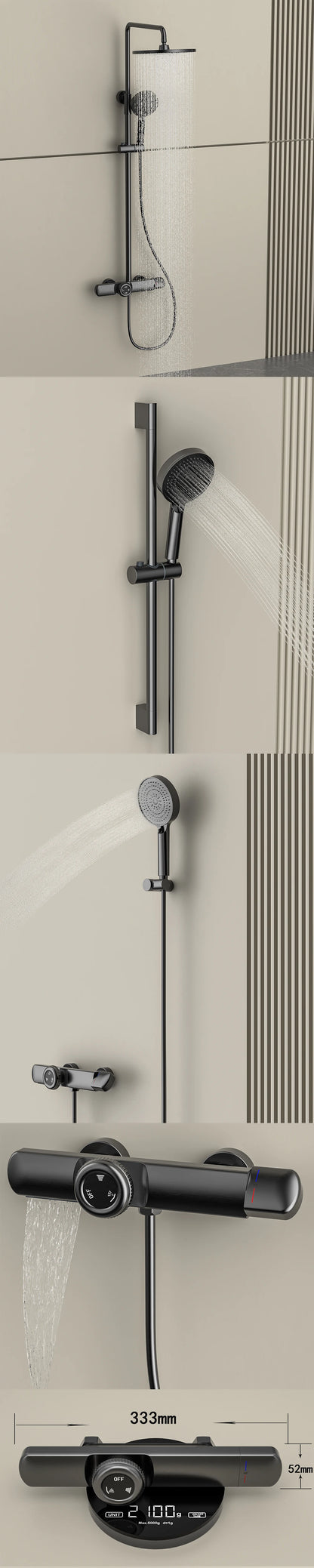 Luxury Solid Brass Smart Thermostatic Showers System Split