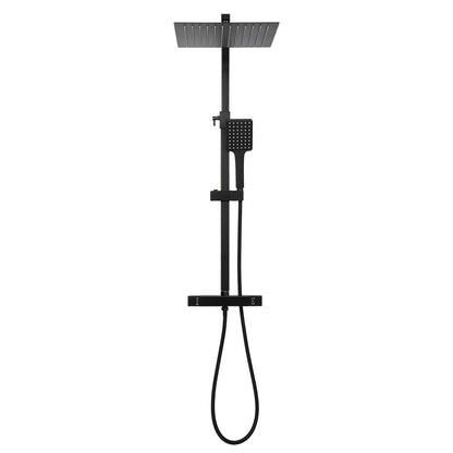 Black Rainfall Shower Thermostat Bathroom Wall Mounted 30cm