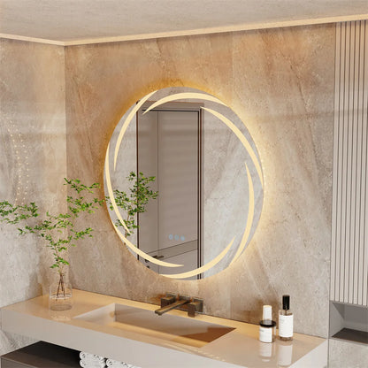 Luvodi Modern Led Bathroom Wall Mirror Circle Backlight