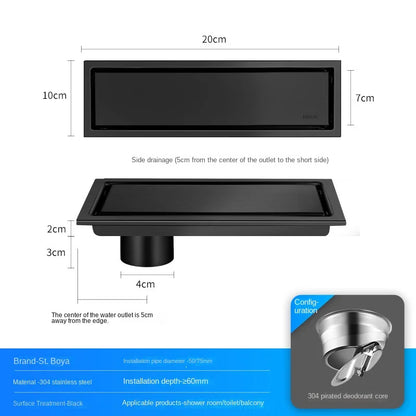 Luxury Hidden 304 Stainless Steel Rectangular Floor Drain