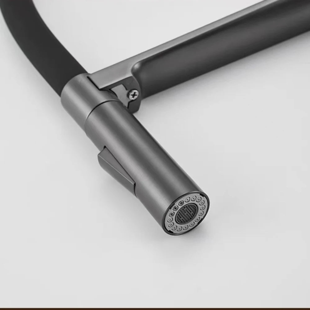 Gunmetal Rubber Faucet Mixer Rotation Pull Down Stream