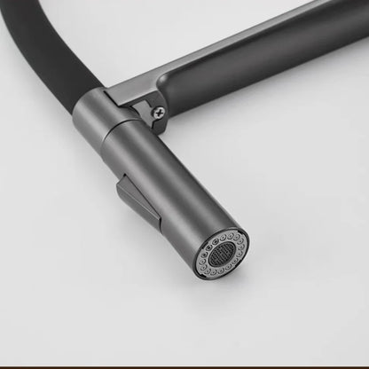 Gunmetal Rubber Faucet Mixer Rotation Pull Down Stream