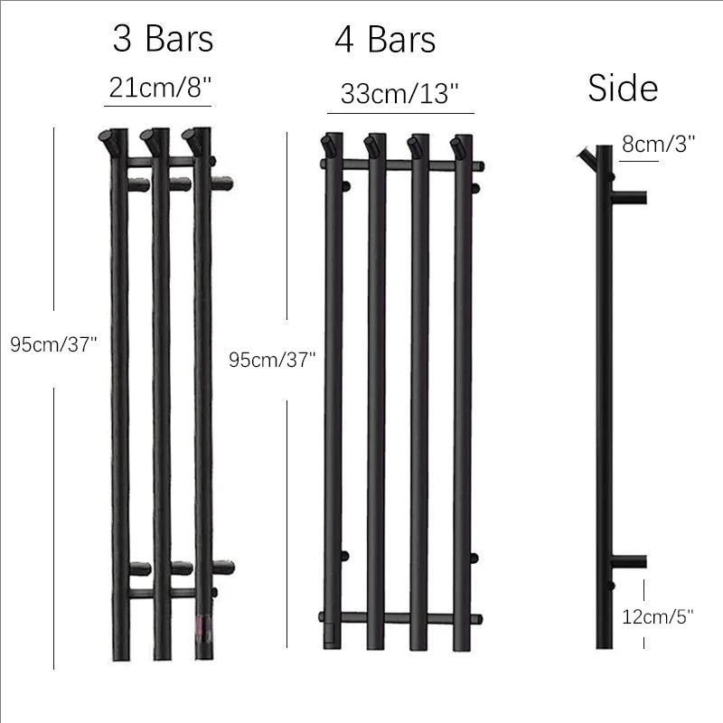 Bathroom Electric Heated Towel Rack 3/4 Bars Bathroom