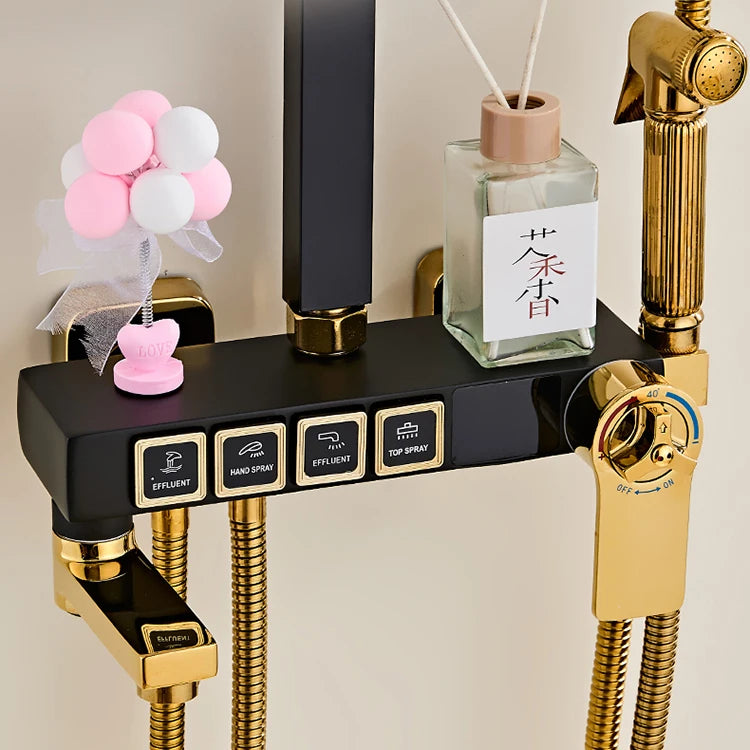 Luxury Cold Digital Bathroom Shower System Thermostatic Brass