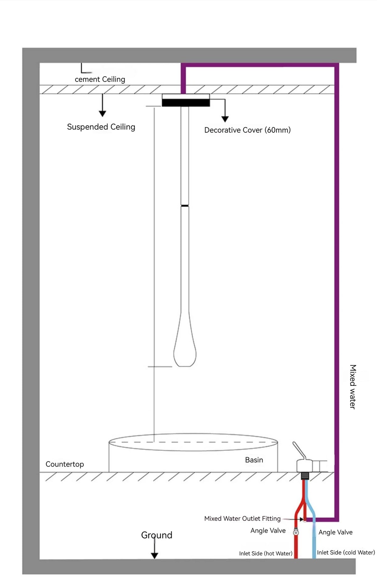 Ceiling Design Bathroom Bubbler & Cold Hang Faucet