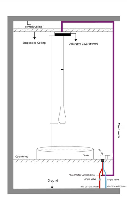 Ceiling Design Bathroom Bubbler & Cold Hang Faucet