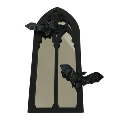 Gothic Arch Mirror Bat Wall Mirror Wood Accent