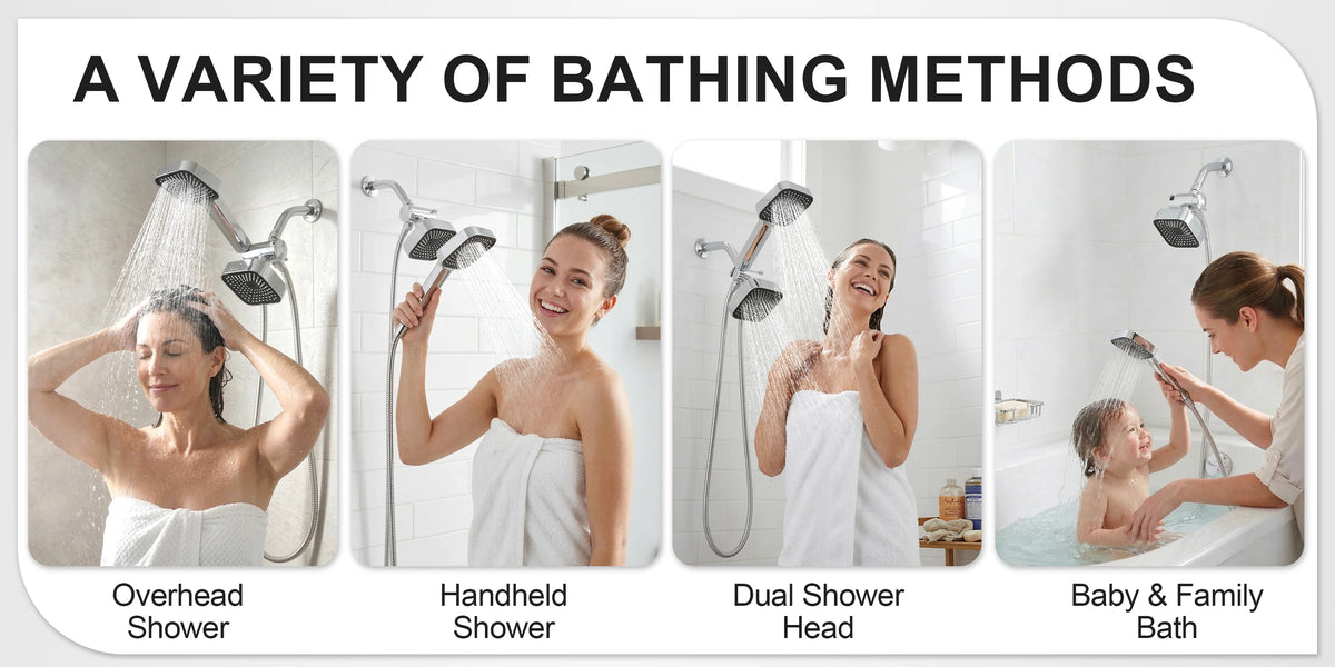 High-Flow 2-In-1 Wall-Mounted Handheld Shower Head Rain Shower