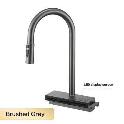 Luxury Gunmetal Brass Led Digital Display Faucet Hole