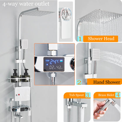 Ulgksd Thermostatic Shower Faucet Full Bathroom Rainfall Mixer
