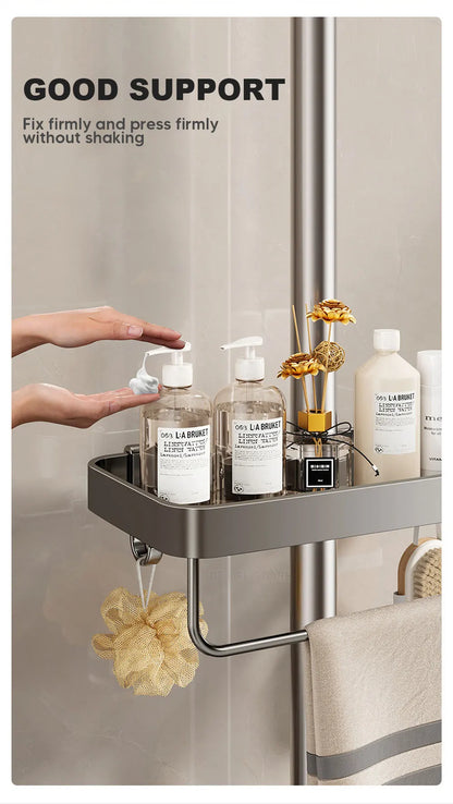1/2pcs Punch-Free Shower Caddy Towel Rod Bathroom Shelf