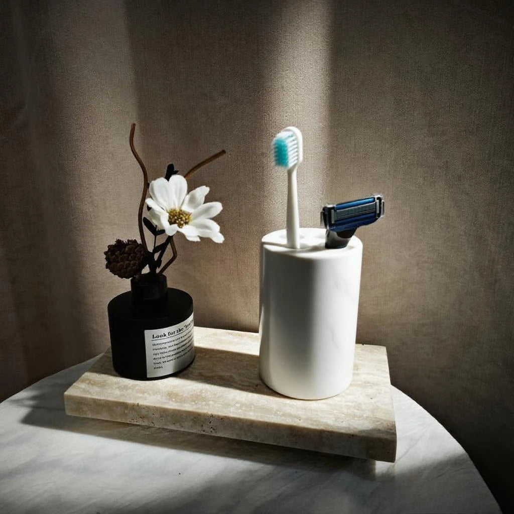 Natural Marble Pedestal Stand Versatile Soap Jewelry Tray