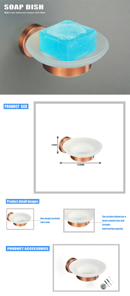 Brushed Rose Gold Brass Knurled Toilet Brush Holder