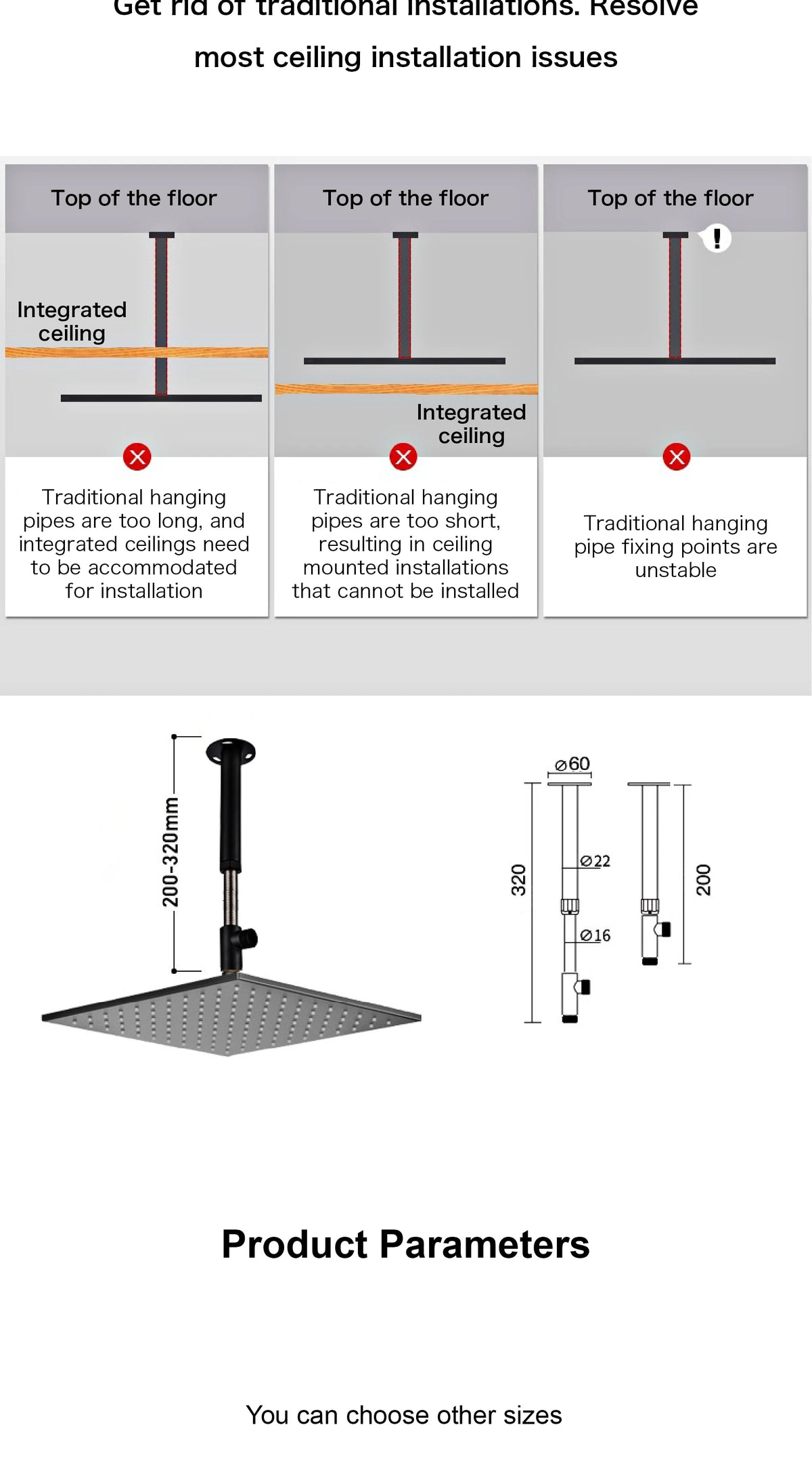 Minimalist Bathroom Ceiling Mount Shower System Rain Shower