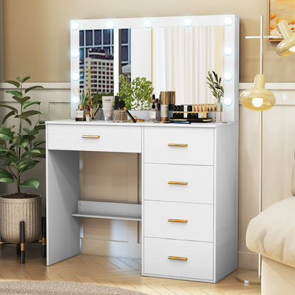White Dressing Table Large Hollywood Mirror 11 Led