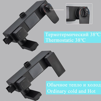 Black Smart Thermostatic Shower Faucet Bathroom Intelligent