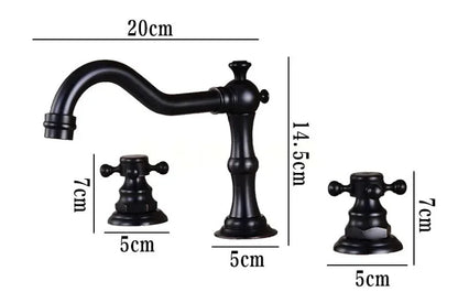 Zgrk Basin Faucet Black Brass Dual Handle Bathroom