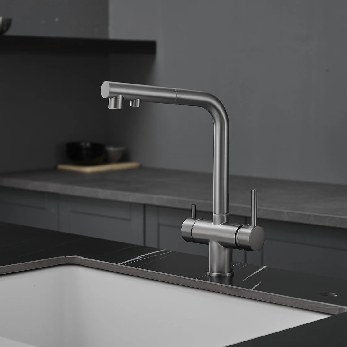 White Filter Pull Out Sink Mixer Faucets Quality