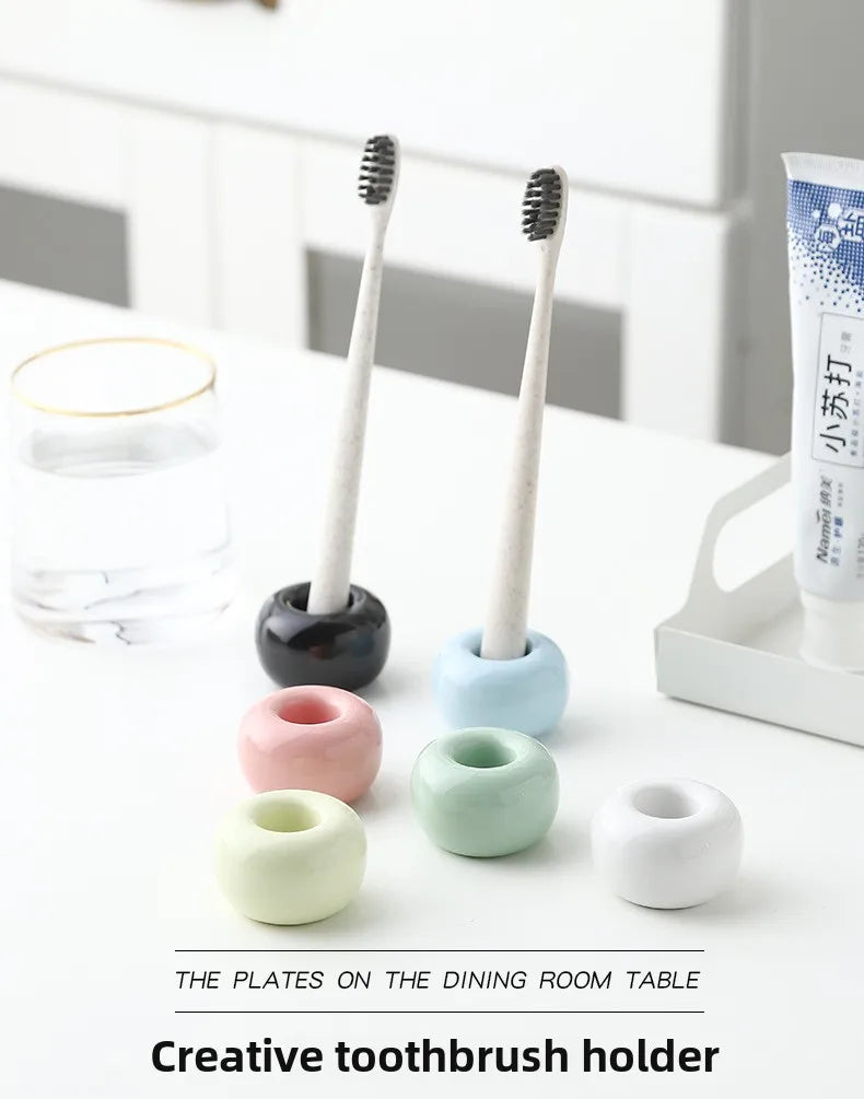 Pc Mini Ceramics Handmade Toothbrush Holder Stand Bathroom