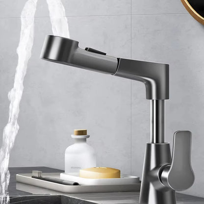 Brass Pull-Out Dual-Function Bathroom Sink Faucet Adjustable