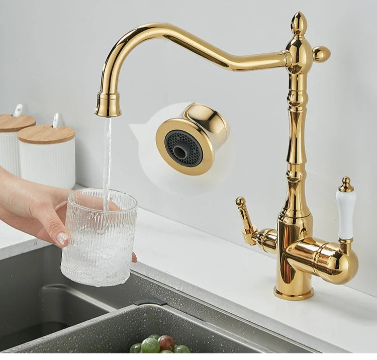 Brass Light Luxury Three-In-One Pure Water Faucet Sink