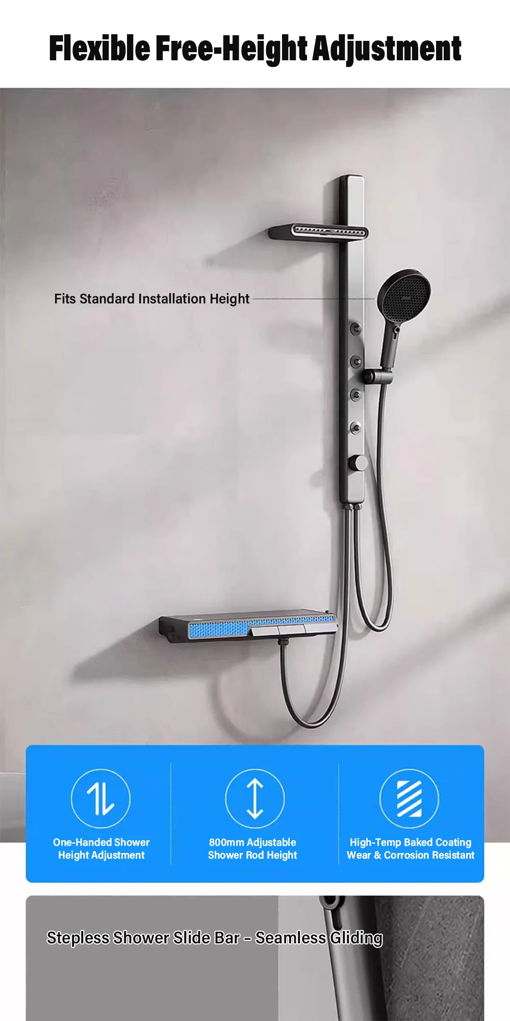 Luxury Spa Jet Shower System Led Display Copper