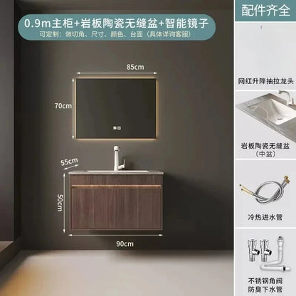 Light Luxury Bathroom Cabinets Rock Slab Integrated Washbasin