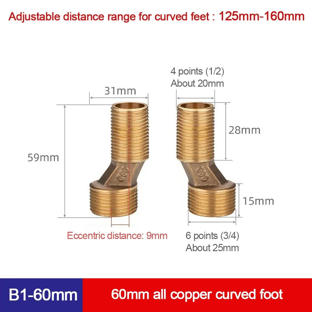 Copper Angled Curved Foot Lengthened Thickened Eccentric Screw
