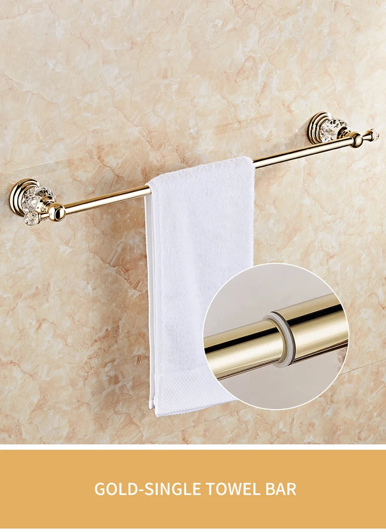 Ellen Golden Crystal Bathroom Hardware Adjust Towel Rack