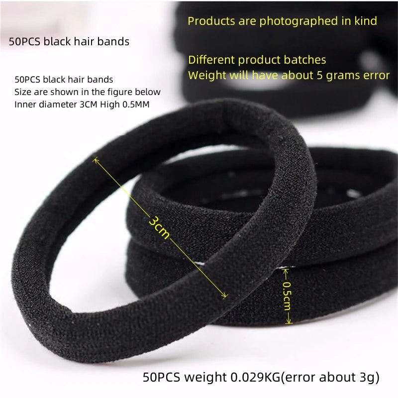 Black Towel Ring 50pcs High Elasticity Seamless Rubber