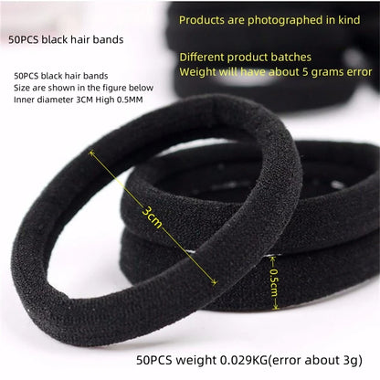 Black Towel Ring 50pcs High Elasticity Seamless Rubber