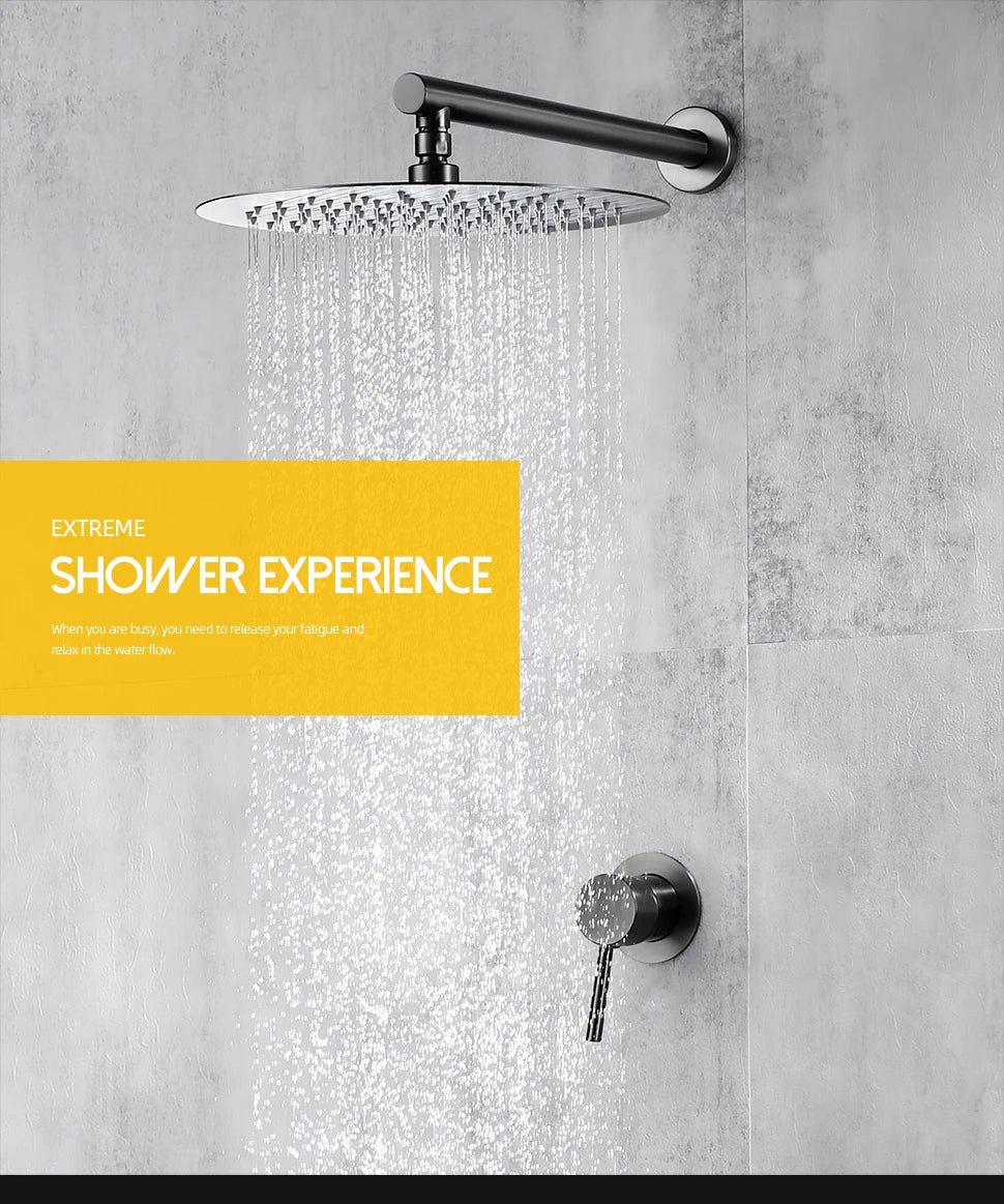 Bathroom Faucet Gunmetal Shower Faucet Wall Mounted 8/10/12