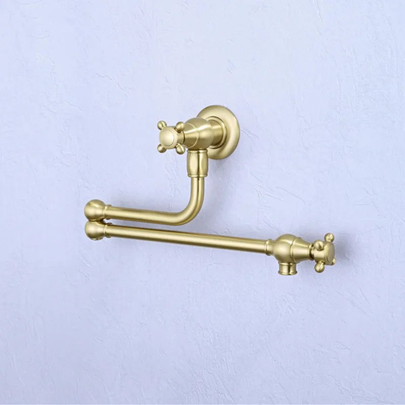 Brushed Gold Pot Filler Tap Wall Mounted Foldable