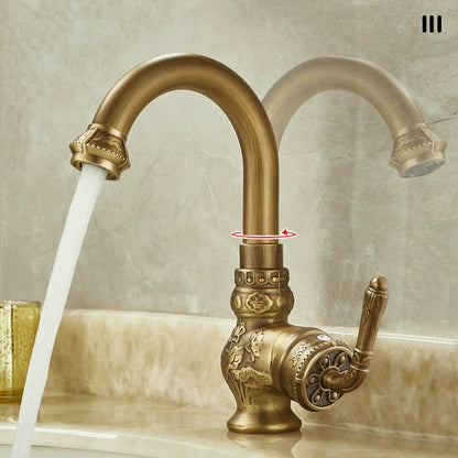 Antique Carved Bathroom Faucet Basin Faucets Brass &