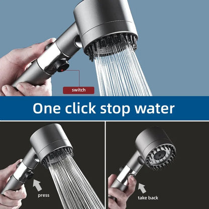 High-Pressure Shower Head 3-Mode Adjustable Spray Massage Brush