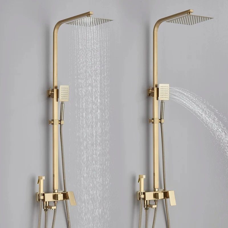 Golden Shower Faucet Rainfall 3/4-Way Bathtub Tap Bathroom