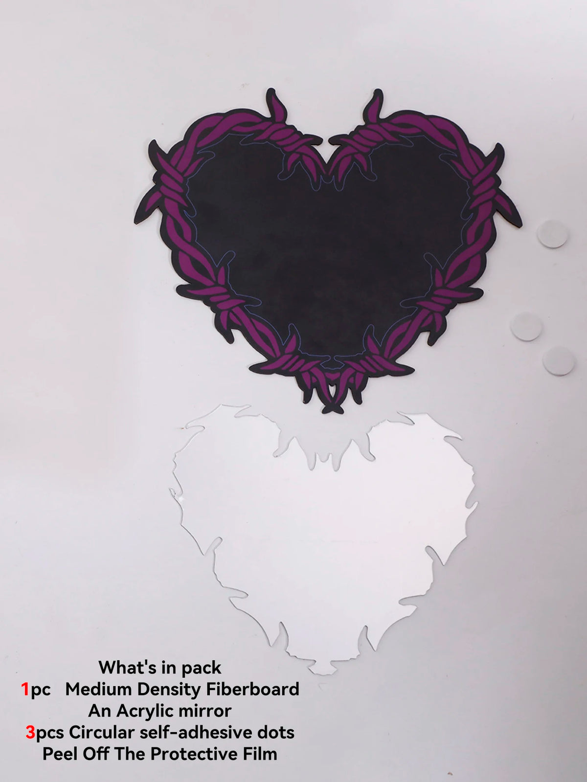 Purple Gothic Barbed Wire Heart Wall Mirror Witchy